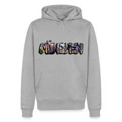 Hoodie München "Graffiti Marienplatz" Dark Edition - Grau meliert
