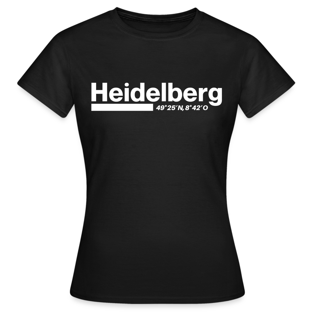 T-Shirt Ladies Heidelberg "Bold GPS White" - Schwarz
