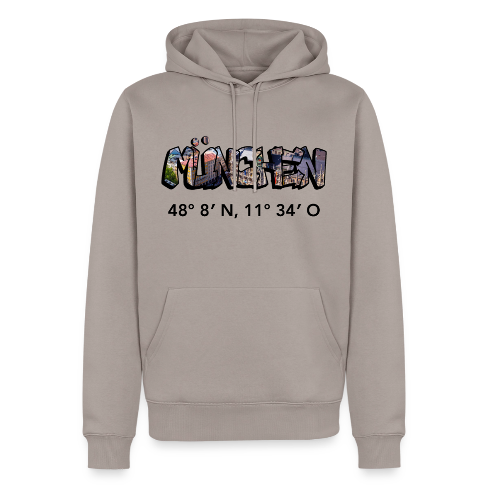 Hoodie München "Graffiti Marienplatz GPS" Dark Edition - Taupe