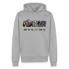 Hoodie München "Graffiti Marienplatz GPS" Dark Edition - Grau meliert