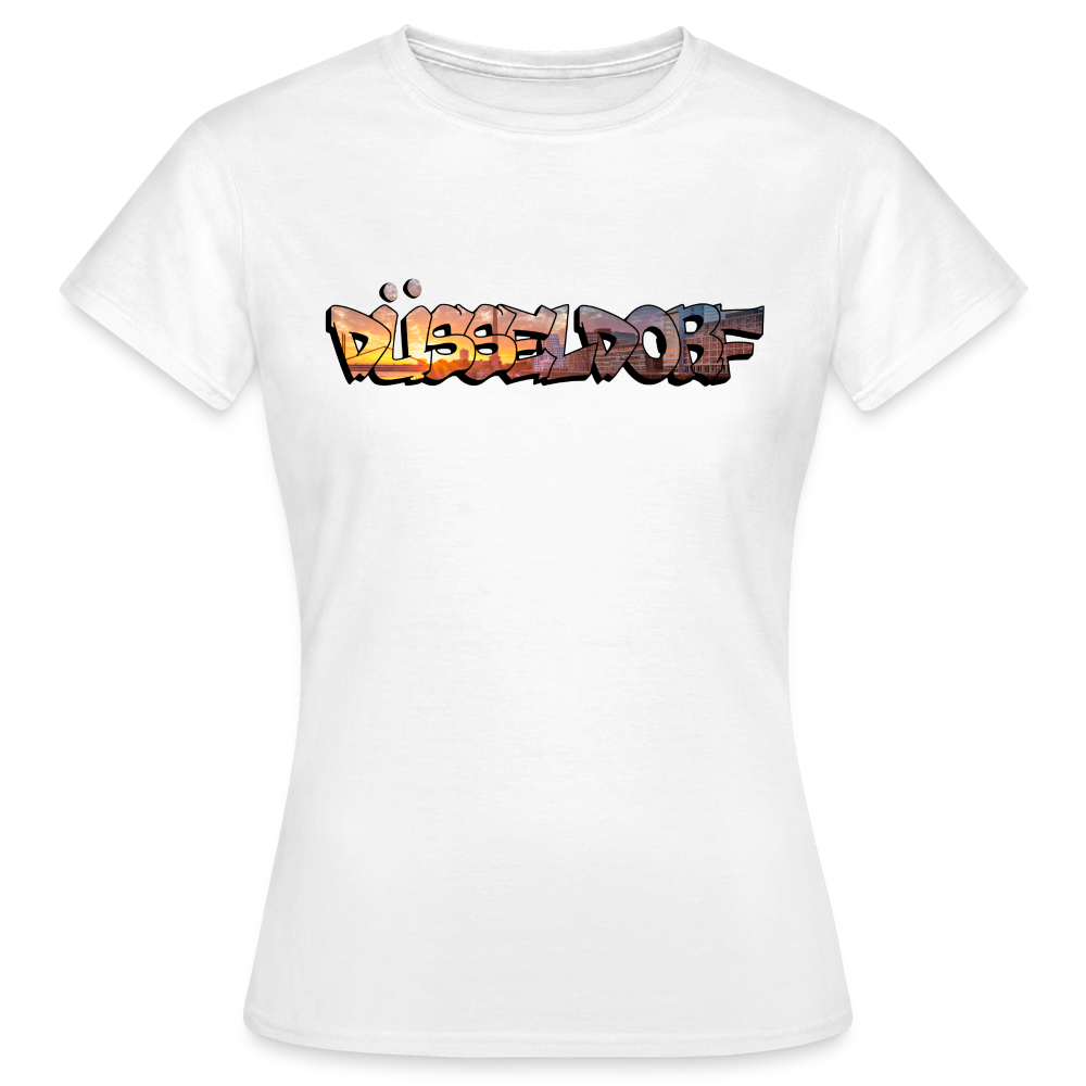 T-Shirt Ladies Düsseldorf "Skyline Sunset" - white