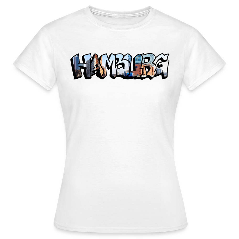 T-Shirt Ladies Hamburg "Panorama Graffiti" - white
