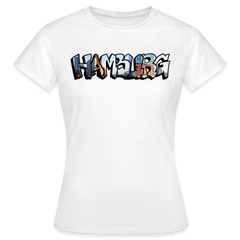 T-Shirt Ladies Hamburg "Panorama Graffiti" - white
