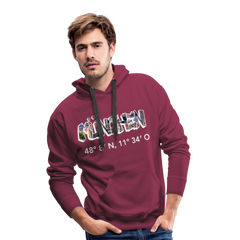 Hoodie München "Graffiti Marienplatz GPS" Bright Edition - Bordeaux