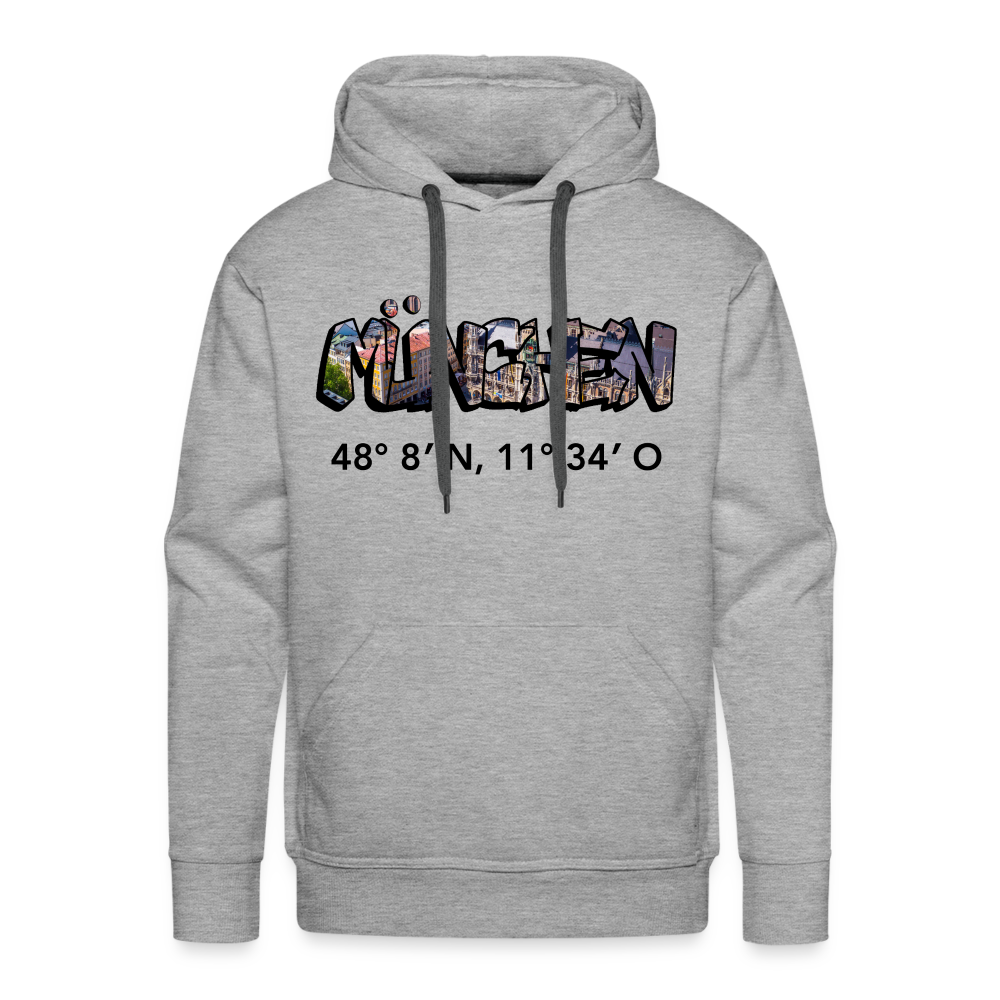 Hoodie München "Graffiti Marienplatz GPS" Dark Edition - Grau meliert