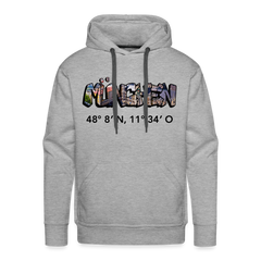 Hoodie München "Graffiti Marienplatz GPS" Dark Edition - Grau meliert