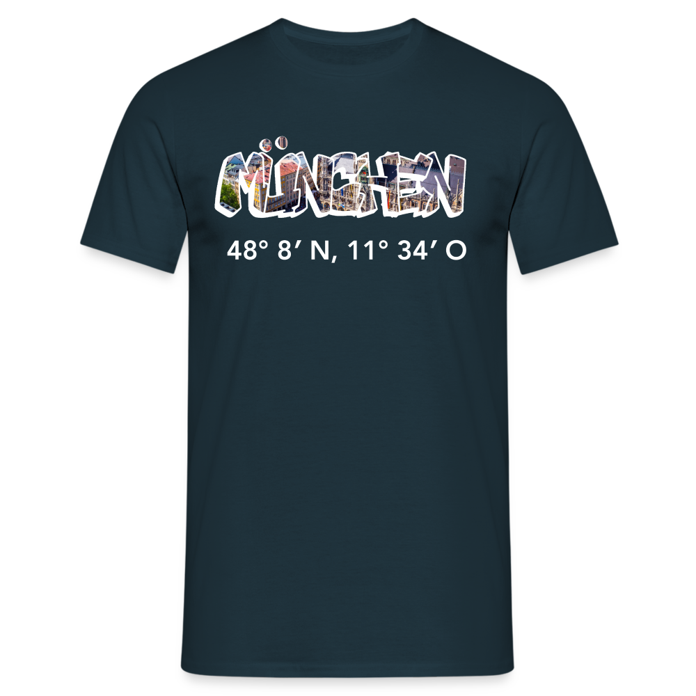 T-Shirt München "Graffiti Marienplatz GPS" Bright Edition - Navy