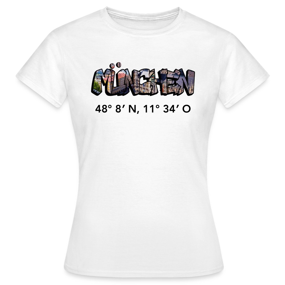 T-Shirt Ladies München "Graffiti Marienplatz GPS" - Weiß