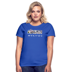 T-Shirt Ladies München "Graffiti Marienplatz GPS" Bright Edition - Royalblau
