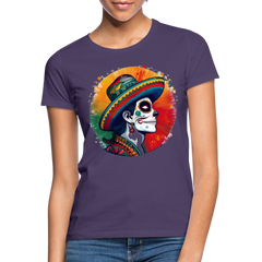 T-Shirt Ladies Mexico "La Catrina Side" - Dunkellila