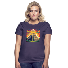 T-Shirt Ladies Mexico "Pyramide" - Dunkellila