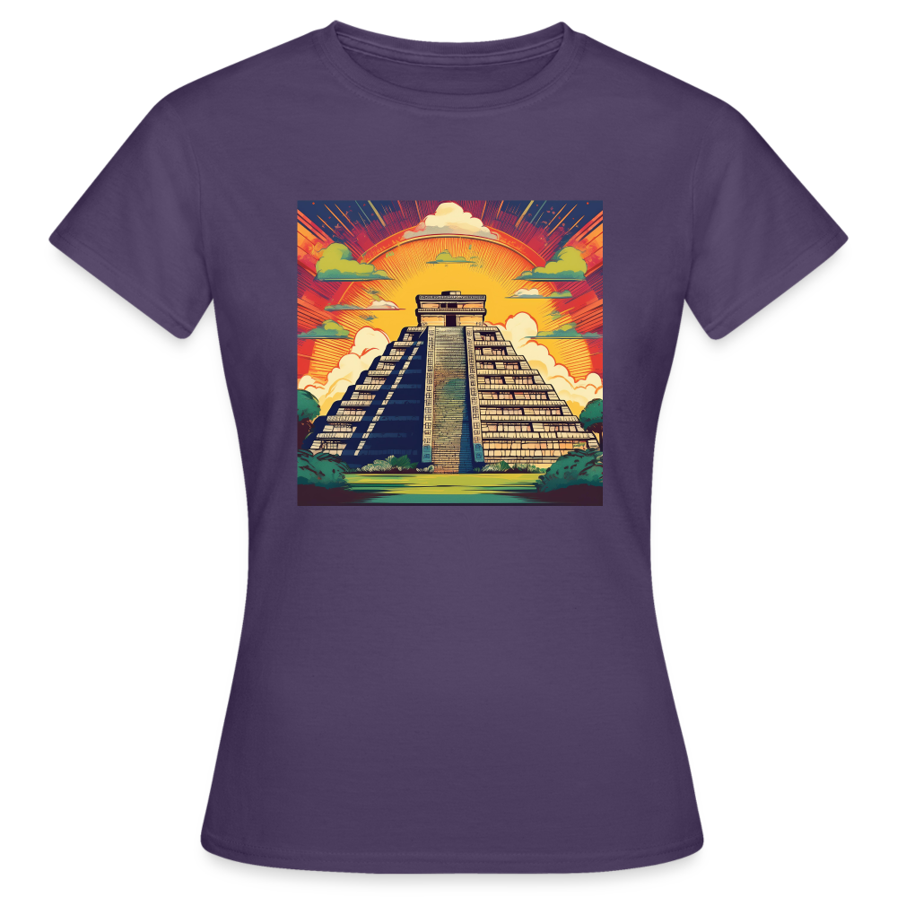 T-Shirt Ladies Mexico "Pyramide" - Dunkellila