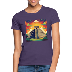T-Shirt Ladies Mexico "Pyramide" - Dunkellila