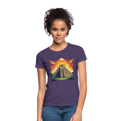 T-Shirt Ladies Mexico "Pyramide" - Dunkellila