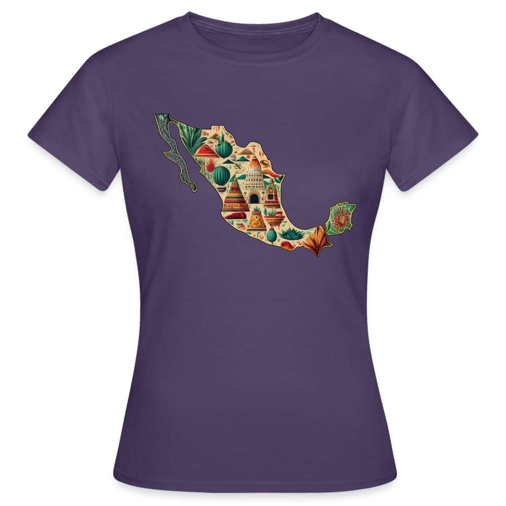 T-Shirt Ladies Mexico "Map" - Dunkellila