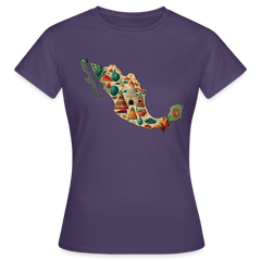 T-Shirt Ladies Mexico "Map" - Dunkellila