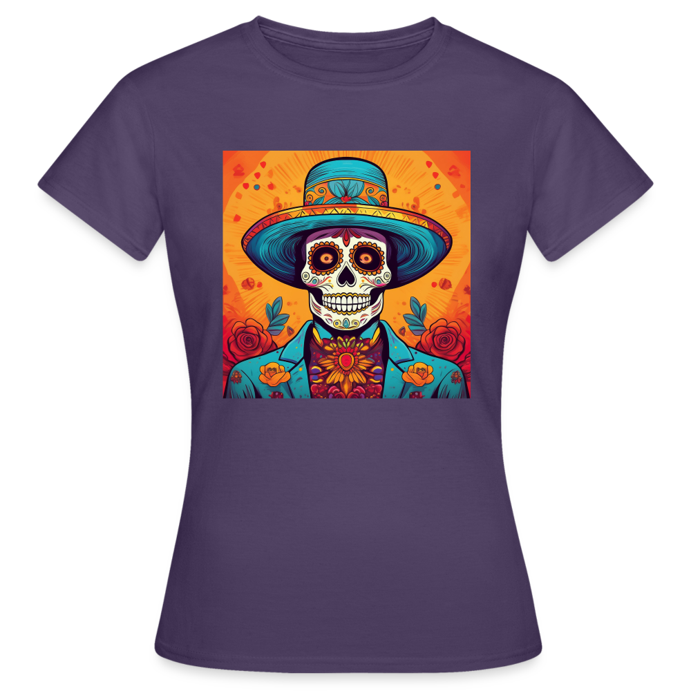 T-Shirt Ladies Mexico "Hombre Muerto" - Dunkellila