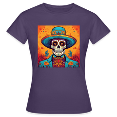 T-Shirt Ladies Mexico "Hombre Muerto" - Dunkellila