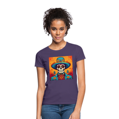 T-Shirt Ladies Mexico "Hombre Muerto" - Dunkellila