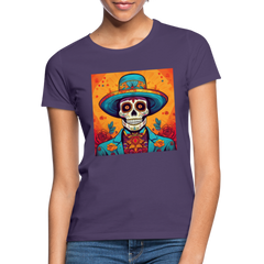 T-Shirt Ladies Mexico "Hombre Muerto" - Dunkellila