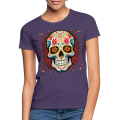 T-Shirt Ladies Mexico "Craneo Dos" - Dunkellila