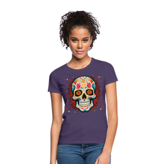 T-Shirt Ladies Mexico "Craneo Dos" - Dunkellila