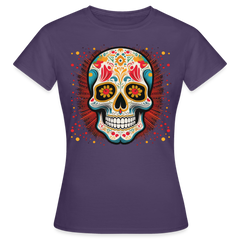 T-Shirt Ladies Mexico "Craneo Dos" - Dunkellila