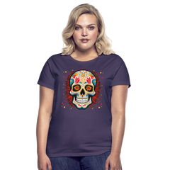 T-Shirt Ladies Mexico "Craneo Dos" - Dunkellila