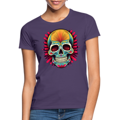 T-Shirt Ladies Mexico "Mascarilla Craneo" - Dunkellila