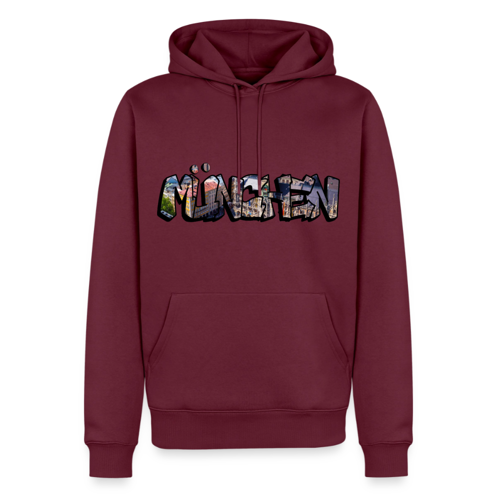 Hoodie München "Graffiti Marienplatz" Dark Edition - Burgunderrot