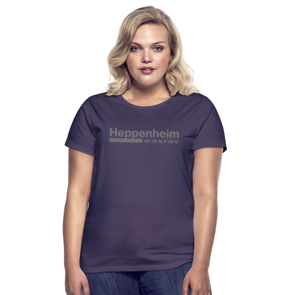 T-Shirt Ladies Heppenheim "Bold GPS" - Dunkellila