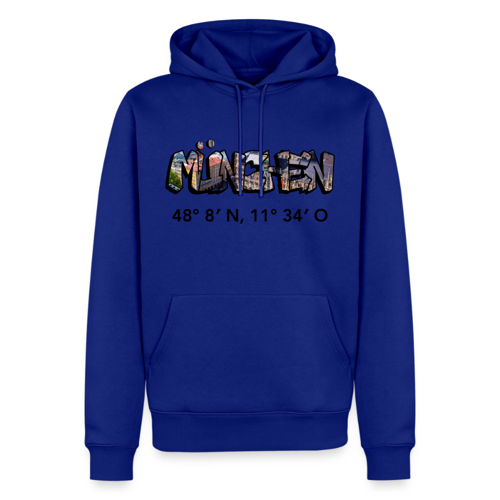 Hoodie München "Graffiti Marienplatz GPS" Dark Edition - Royalblau
