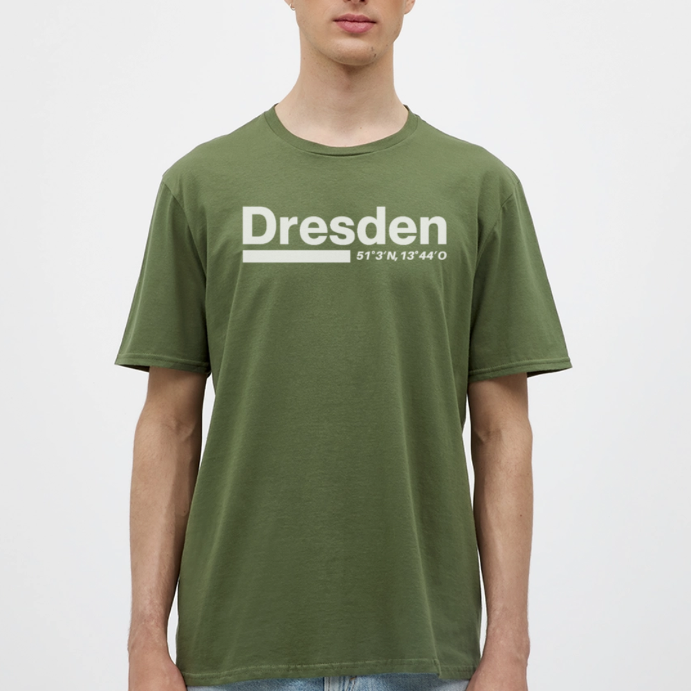 T-Shirt Dresden "Bold GPS White" - Militärgrün