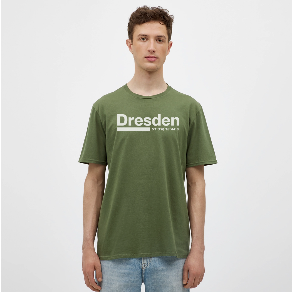 T-Shirt Dresden "Bold GPS White" - Militärgrün