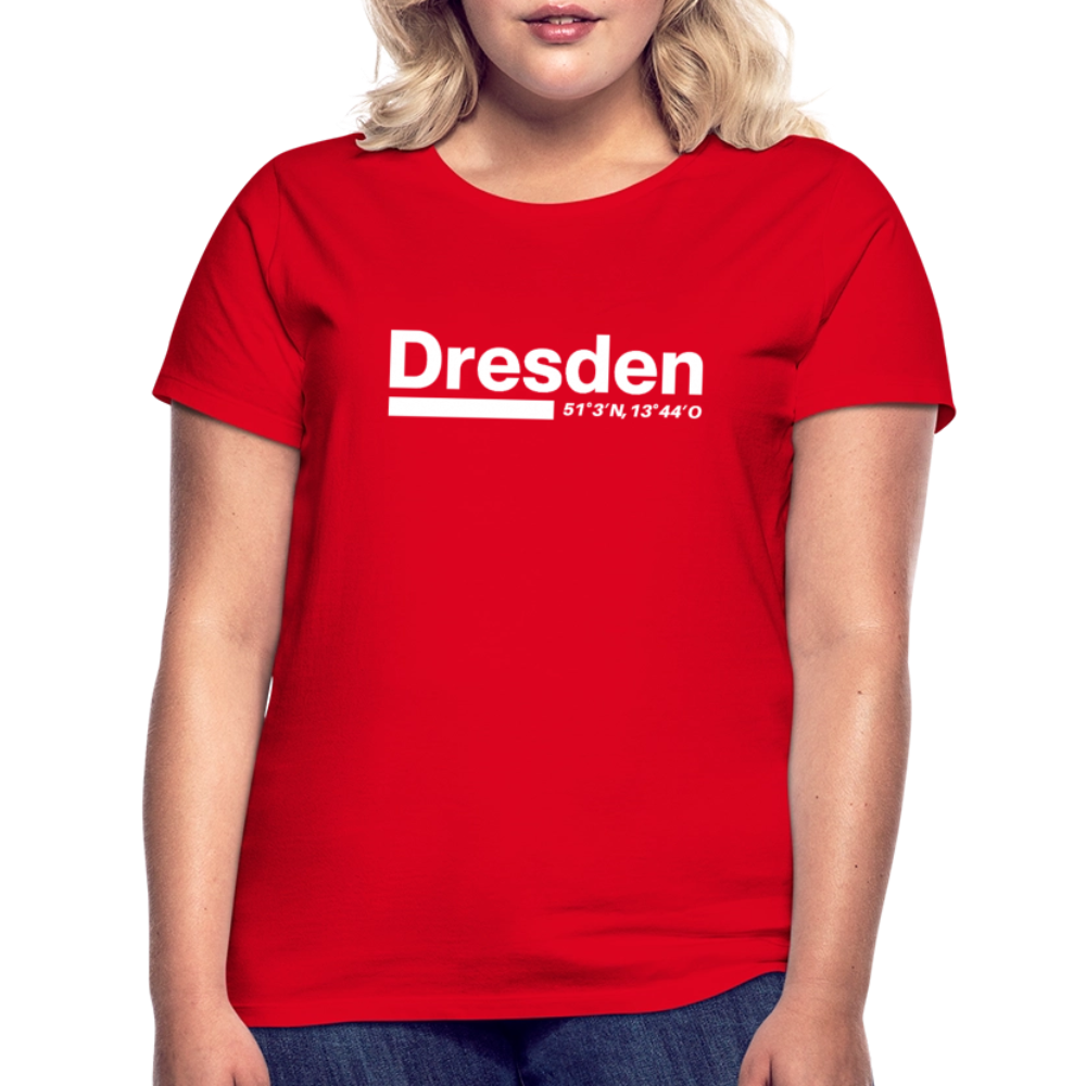 T-Shirt Ladies Dresden "Bold GPS White" - Rot