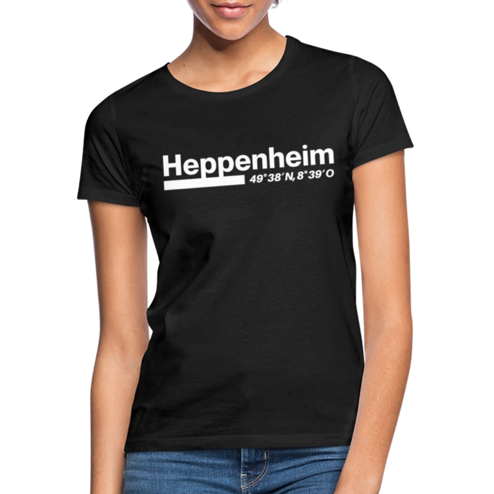 T-Shirt Ladies Heppenheim "Bold GPS White" - Schwarz
