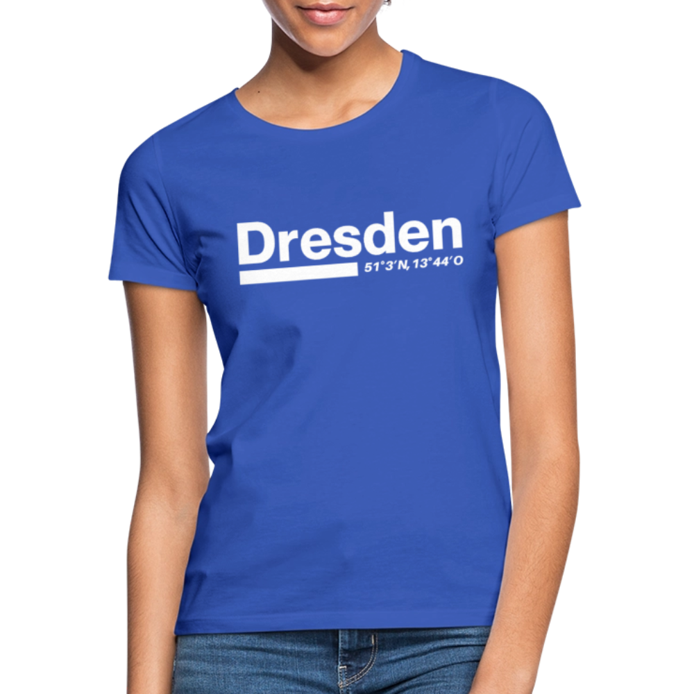 T-Shirt Ladies Dresden "Bold GPS White" - Royalblau