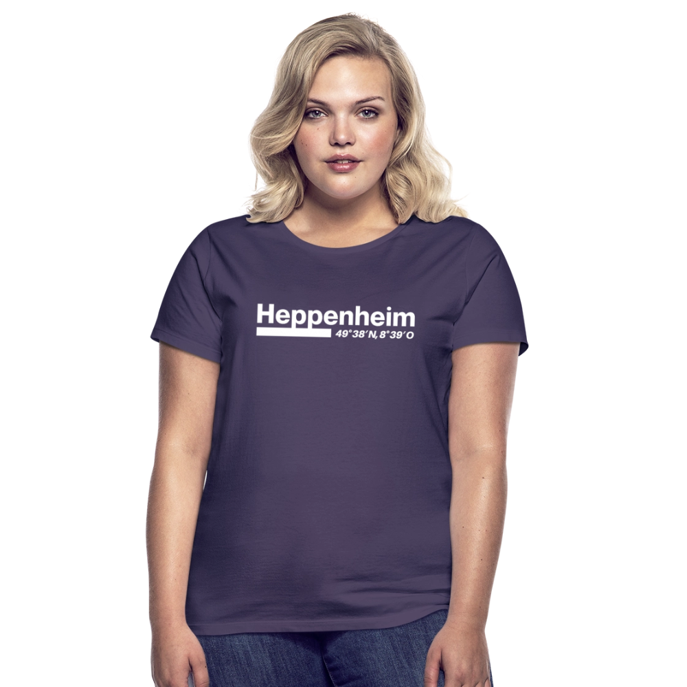 T-Shirt Ladies Heppenheim "Bold GPS White" - Dunkellila