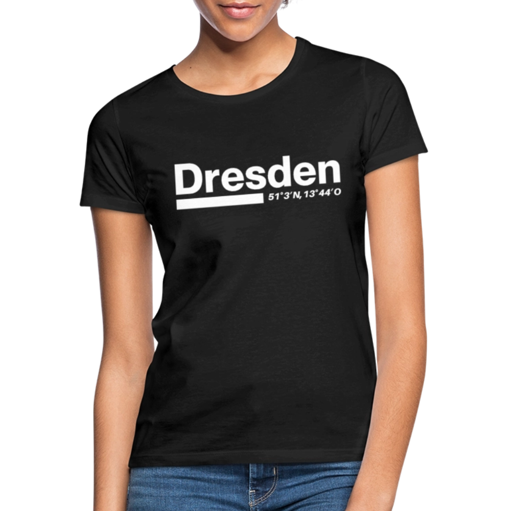 T-Shirt Ladies Dresden "Bold GPS White" - Schwarz