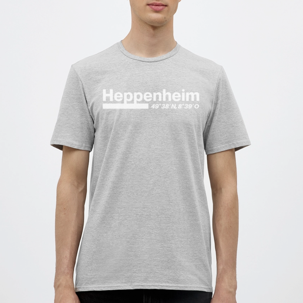 T-Shirt Heppenheim "Bold GPS White" - Grau meliert