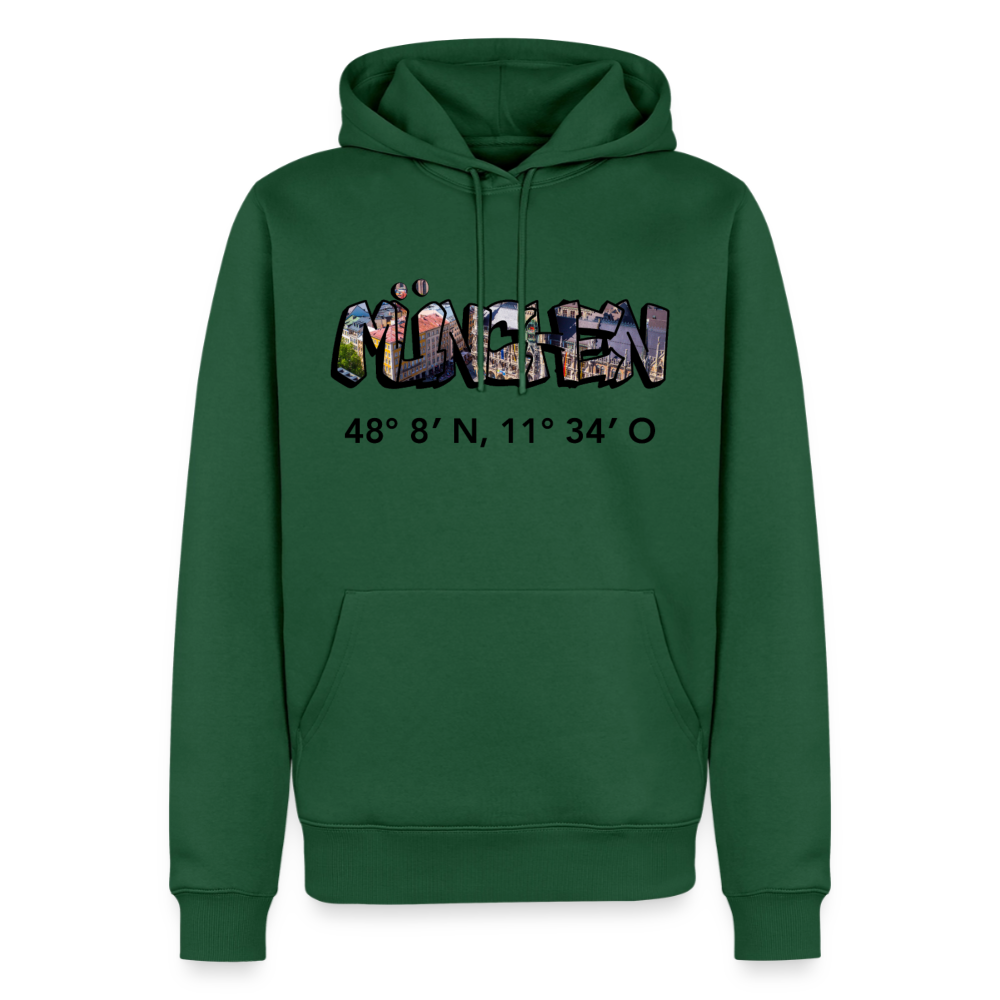 Hoodie München "Graffiti Marienplatz GPS" Dark Edition - Flaschengrün