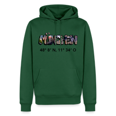Hoodie München "Graffiti Marienplatz GPS" Dark Edition - Flaschengrün