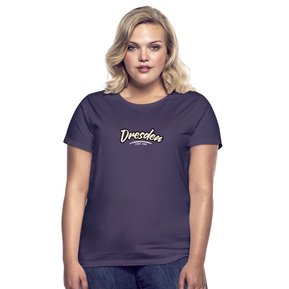 T-Shirt Ladies Dresden "Graffiti Tag White" - Dunkellila