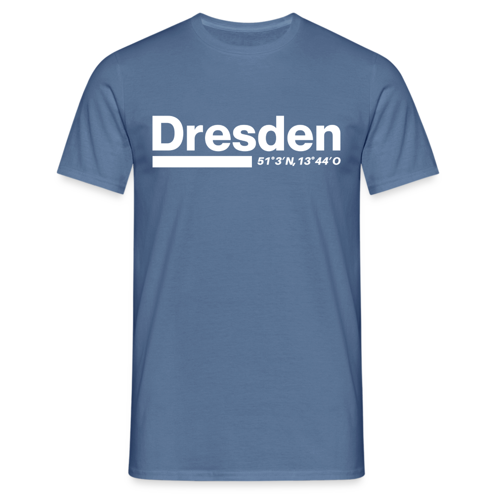 T-Shirt Dresden "Bold GPS White" - Taubenblau 