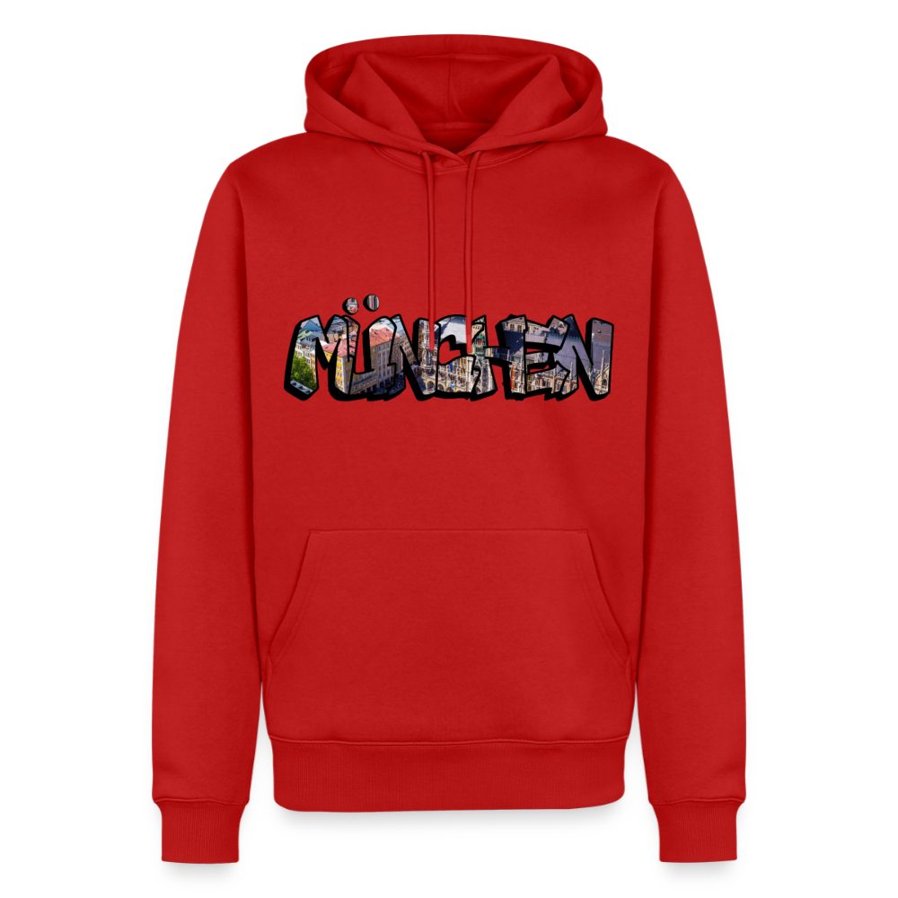 Hoodie München "Graffiti Marienplatz" Dark Edition - Rot