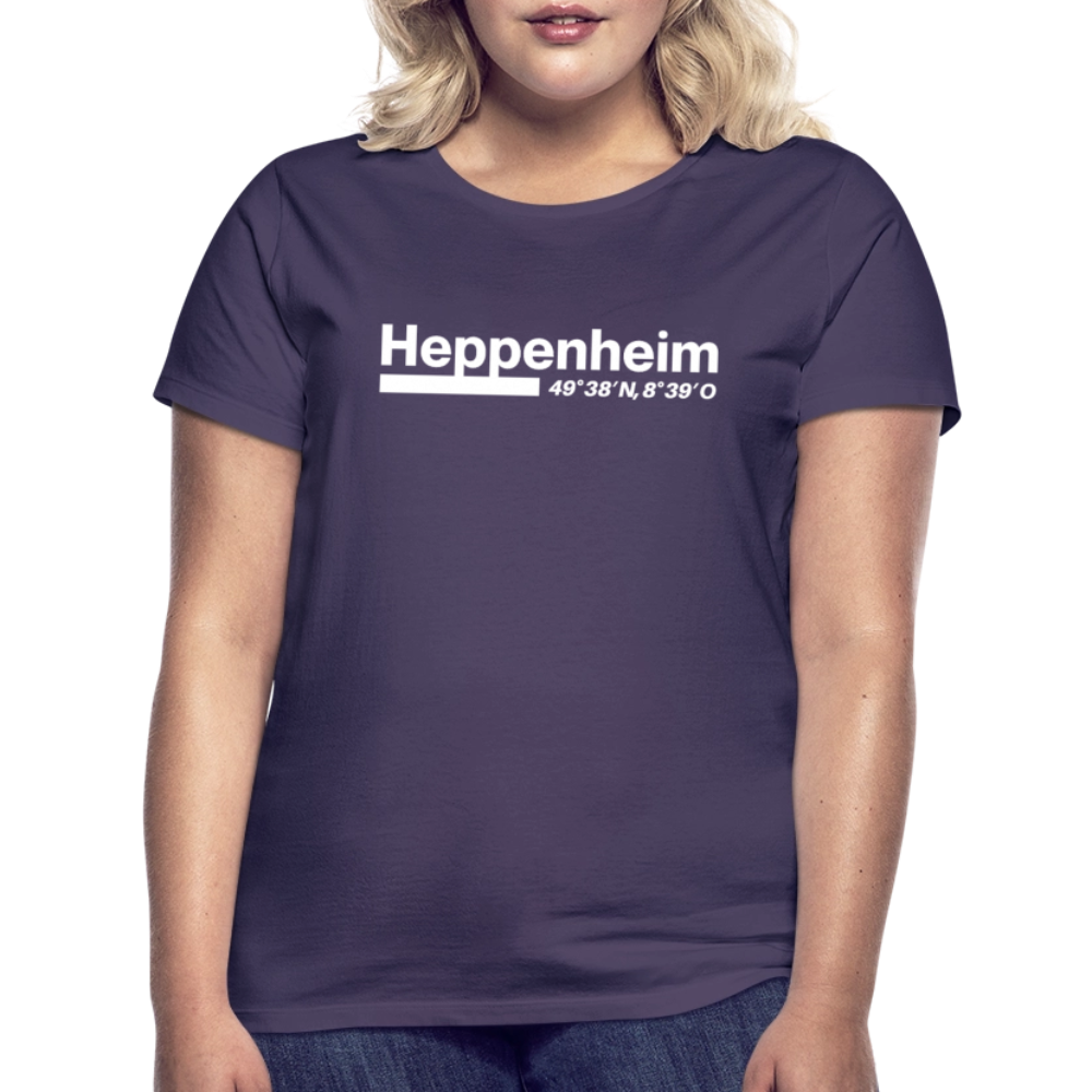 T-Shirt Ladies Heppenheim "Bold GPS White" - Dunkellila