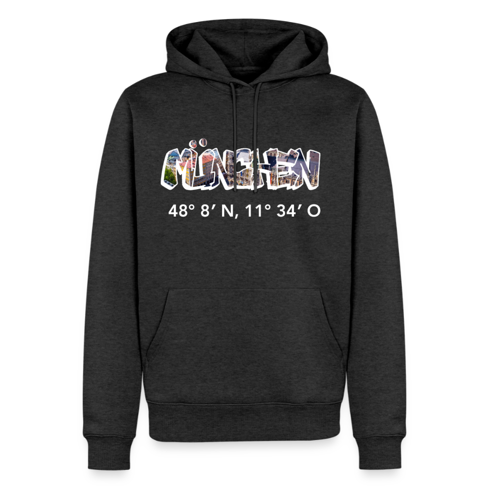 Hoodie München "Graffiti Marienplatz GPS" Bright Edition - Anthrazit meliert