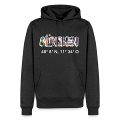 Hoodie München "Graffiti Marienplatz GPS" Bright Edition - Anthrazit meliert