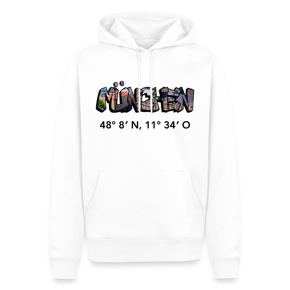 Hoodie München "Graffiti Marienplatz GPS" Dark Edition - Weiß