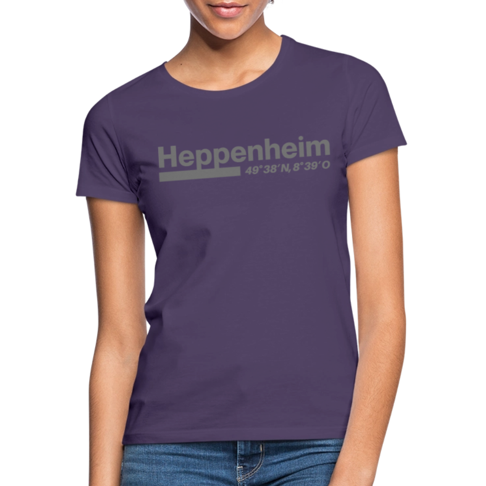T-Shirt Ladies Heppenheim "Bold GPS" - Dunkellila